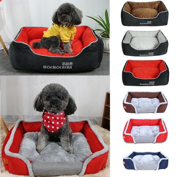 

pet mat cute pet kennel winter thick warm cotton velvet removable wash square nest golden retriever dog bed