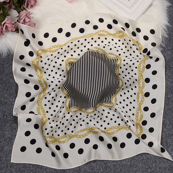 

high-quality small square scarf for women, stylish and all-in-one vintage polka-dot scarf for flight attendants, silk scarf, artistic and f, Blue;gray