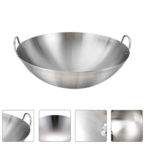 

pans 1pc durable cooking pot stainless steel wok frying pan for home use