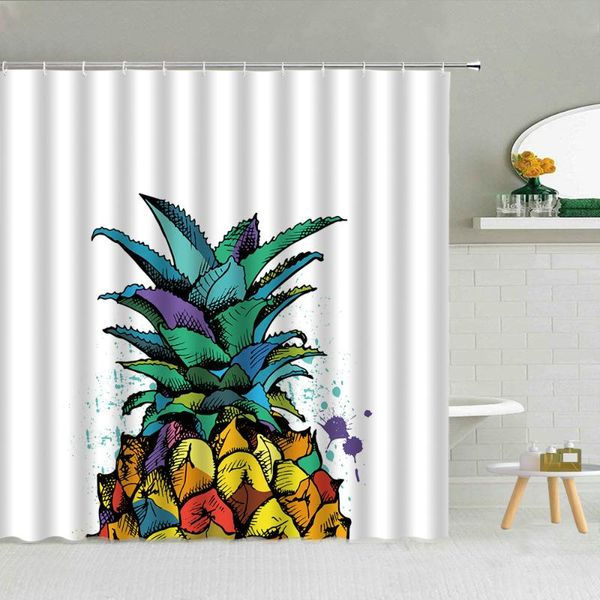 

shower curtains colorful pineapple minimalist curtain tropical plant fruit pattern bathroom decor white waterproof fabric set