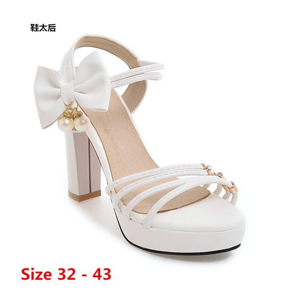 

sandals elegant women high heels pumps super heel shoes women's waterproof platform small big size 32 - 43, Black