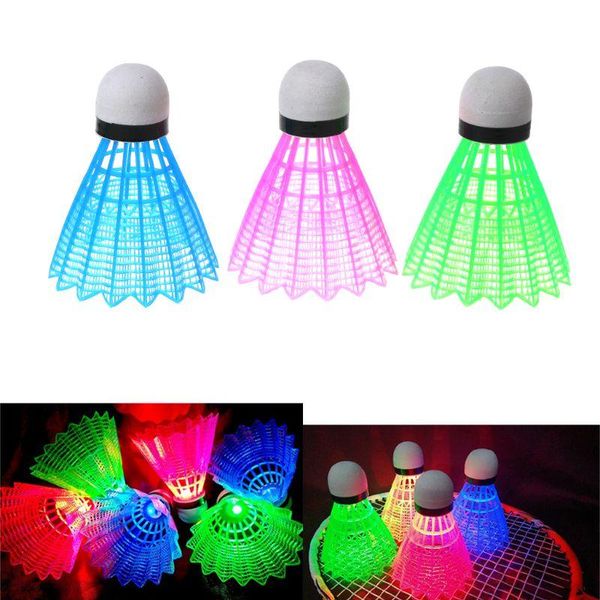 

3pcs led luminous badminton dark night colored plastic foam glowing shuttlecocks