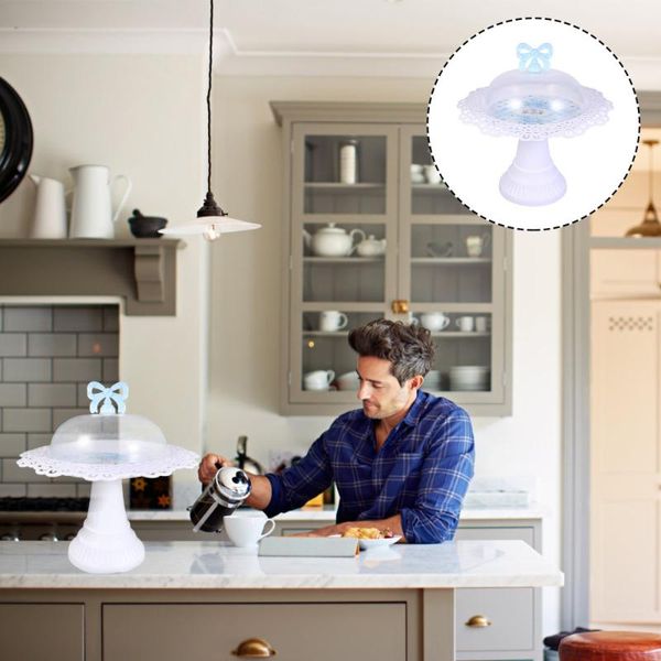 

dishes & plates 1pc cake display stand dessert holder cupcake with lid (white)