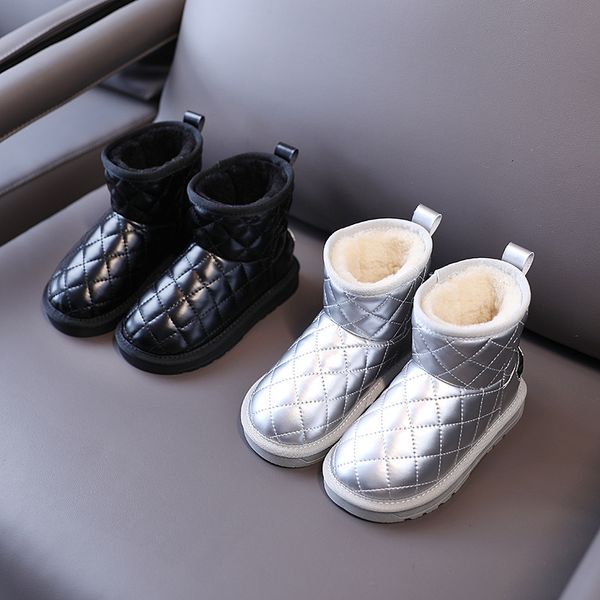 

baby shoes small fragrant wind diamond lattice children's snow boots women's winter thickened warm men's and, Black