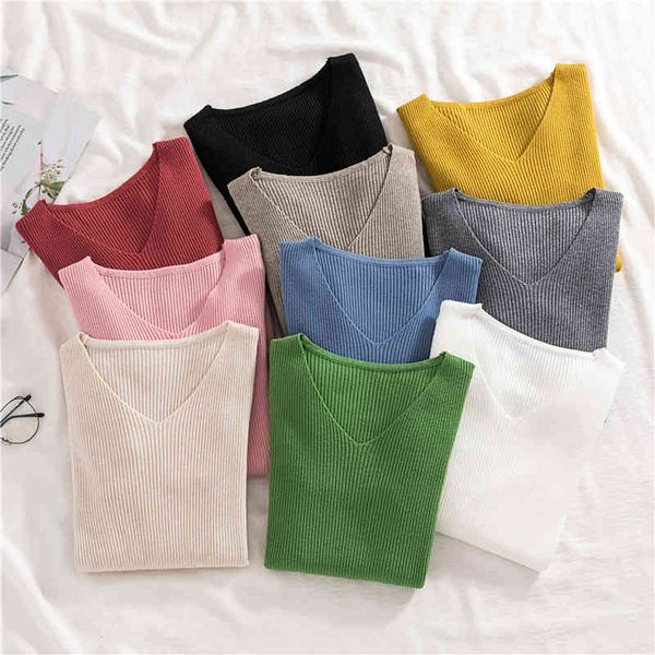 

women's sweaters sweater with low-cut v, autumn fashion, clothes, long-sleeve pullovers, women's elasticity, knitted or crocheted,, White;black