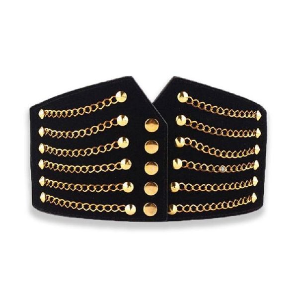 

women fashion slim corset elastic belts wild rivet waistband female coat fur hige waist belt accessory, Black;brown