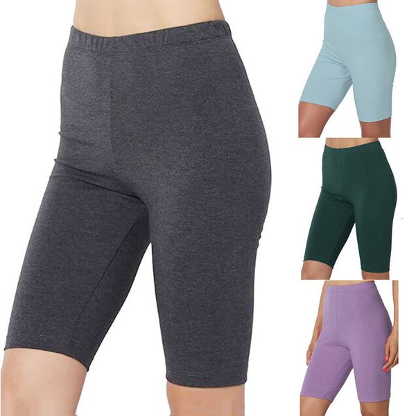 

yoga women solid stretch cato high tail active elastic short leggings needless sports fitness running biker shorts, White;black