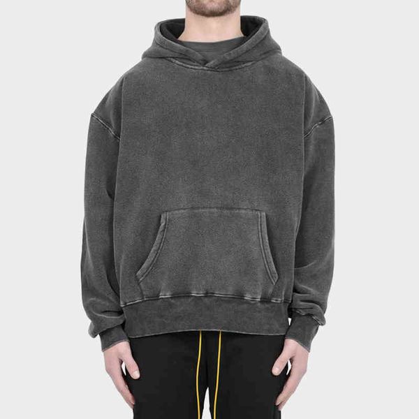 

streetwear cotton washed vintage hoodie custom embroidery men hoodies, Black