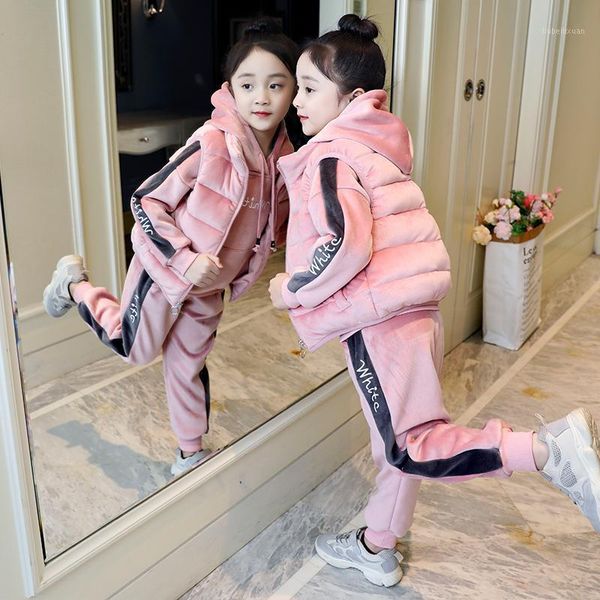 

clothing sets children's wear and fleece sports three-piece set1, White