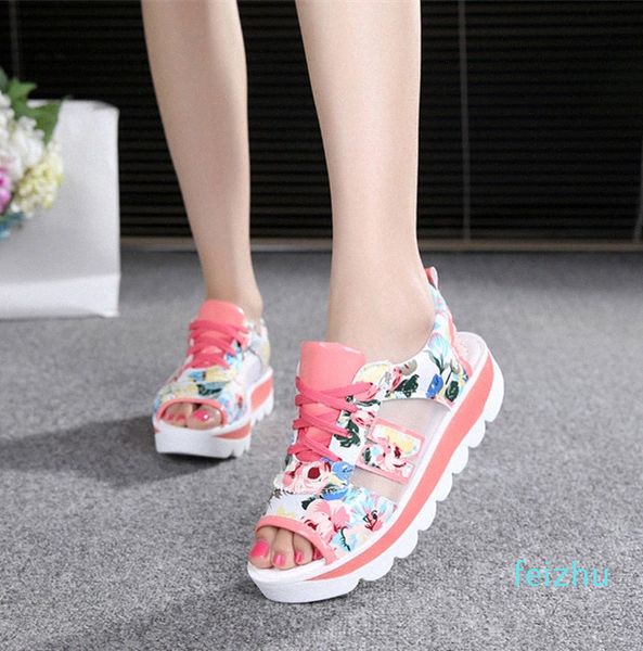 

fashion women summer platform sandals platform wedges casual shoes woman lace up breathable mesh sport sandals slippers slides, Black