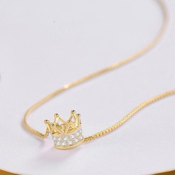 

chains 2021 fashion simple silverhoo pendant necklace not easy fade women crown shape for gifts, Silver