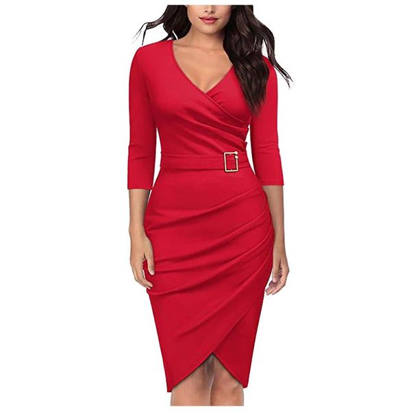

casual dresses pleated dress for women elegant deep v white lace with sleeves body shaper slimming, Black;gray