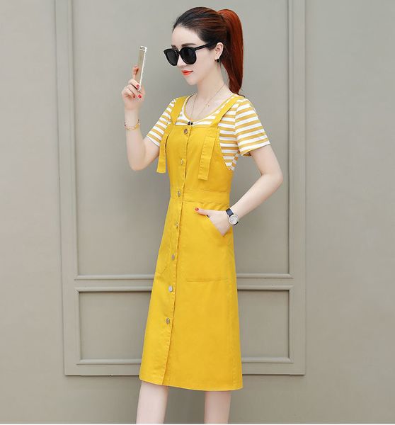 

2021 new women's fashions of summer sweety soft girl short sleeve striped shirt + pantsuit belts dress 2 pieces define suit h110 9rvf, Black;gray