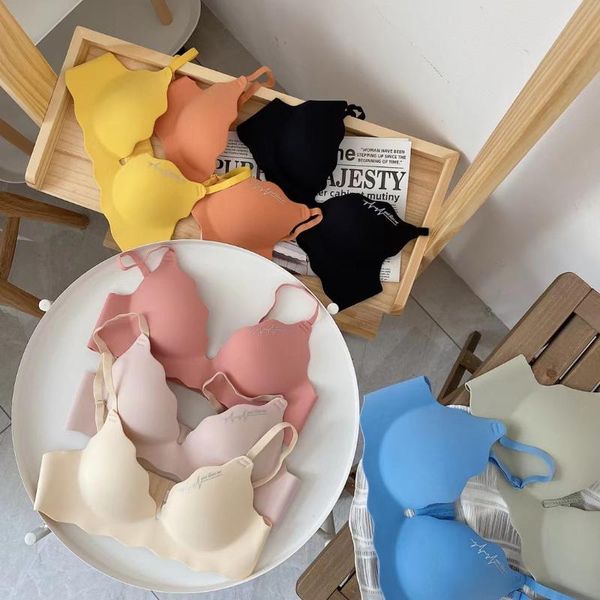 

bras korean style women's bra solid color fashion push up comfort sports underwear female no steel ring brassiere lingerie, Red;black