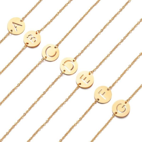 

link, chain charm bracelet stainless steel jewelry 26 letter female first fashion diy gold gift for women, Black