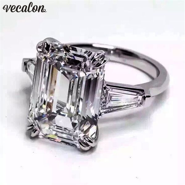 

designer vecalon luxury jewelry 100% real 925 sterling silver ring 4ct 5a zircon cz engagement wedding band rings for women bridal bijoux, Slivery;golden