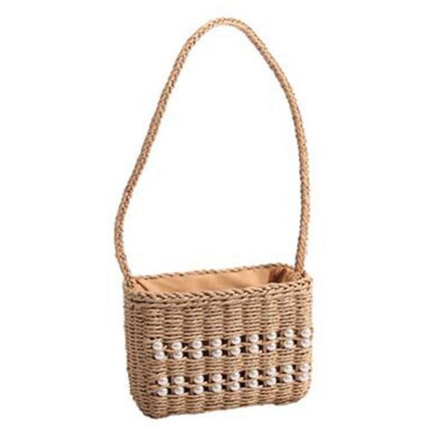 

duffel bags straw bag female seaside vacation beach casual pearl hollow hand-woven