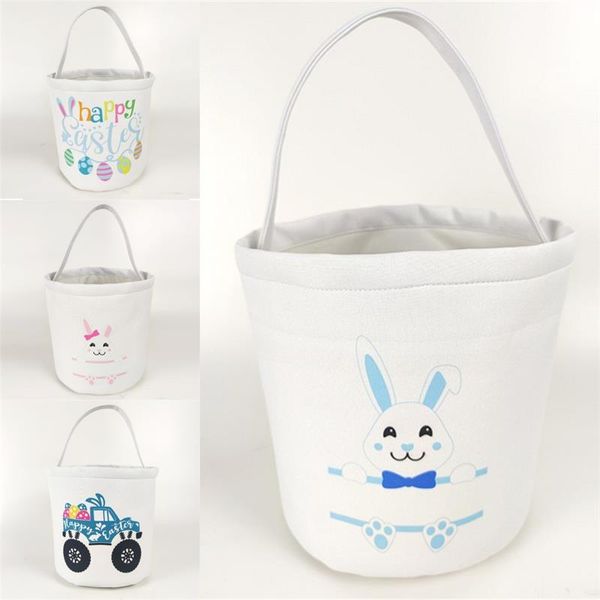 

durable small easter tote bags 23*25cm multi colour decorative pattern canvas bucket rabbit cartoon child pouches fashion 9 8yp g2