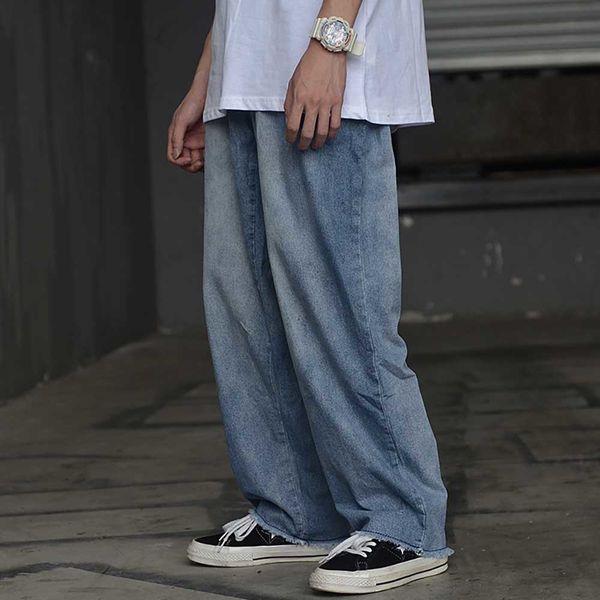 

2021 new wide-waisted pants with pants, casual denim pants. c2nb, Blue