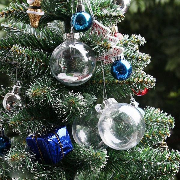 

party decoration 8/10cm christmas tree decorations balls transparent open gift present box hanging ornament for home