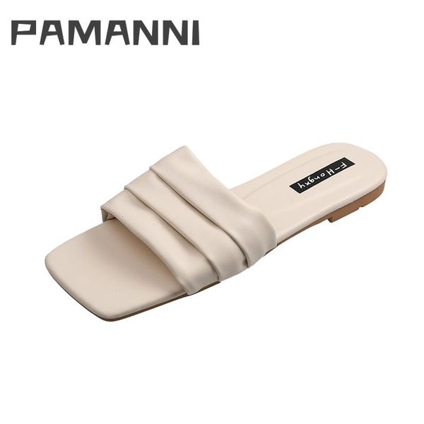 

slippers pamanni ladies modern mature shallow sweet open toe female breathable summer shoes solid low heels handmade sandals, Black