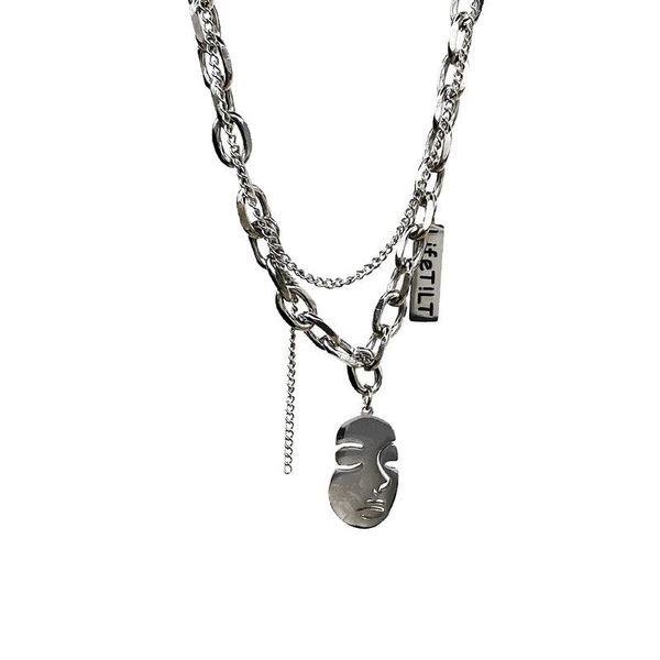 

pendant necklaces potcet couple style stainless steel portrait titanium necklace geometric fashion hip hop personality party jewelry, Silver