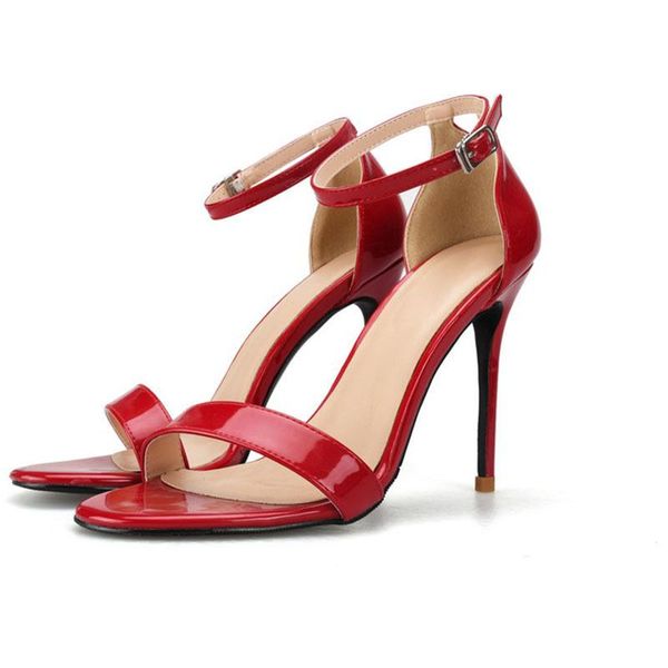 

dress shoes stiletto sandals with open toe buckle high heels size women's, Black