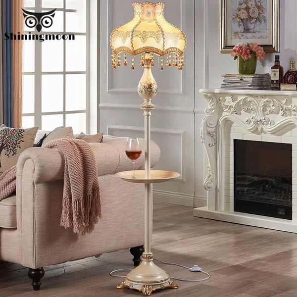 

nordic retro fabric floor lamp american style living room decoration floor light modern standing lamp shelf tall standing lights
