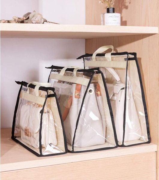

storage bags handbag dust cover bag transparent dustproof hanging toiletry pouch wardrobe closet for women
