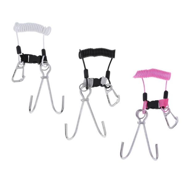

pool & accessories underwater sports scuba diving double stainless steel reef drift hook spiral coil lanyard snap clip for water