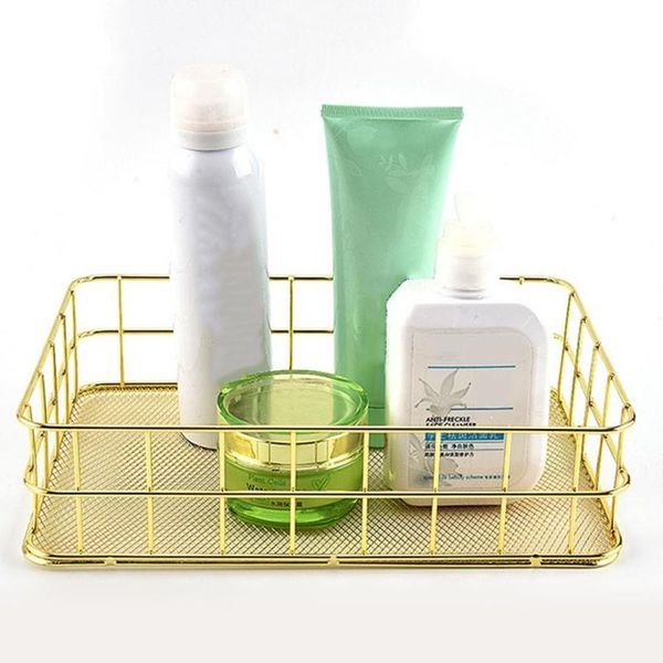 

storage baskets golden iron art stationery basket practical and durable cool household for groceries