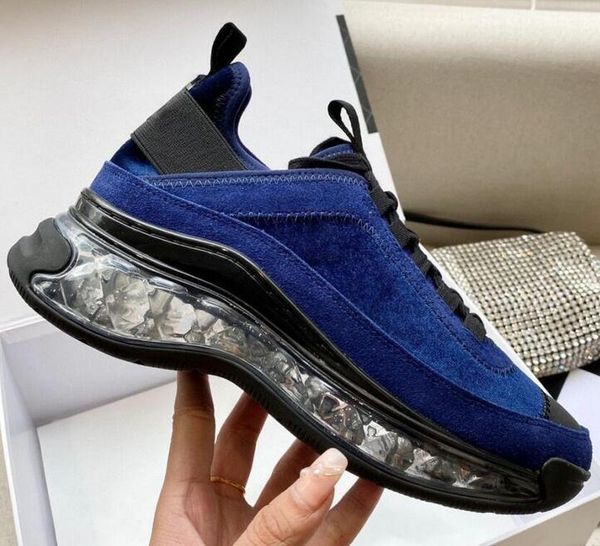 

designer luxury sneakers men women shoes casual party velvet thick bottom mixed mesh fiber with box, Black