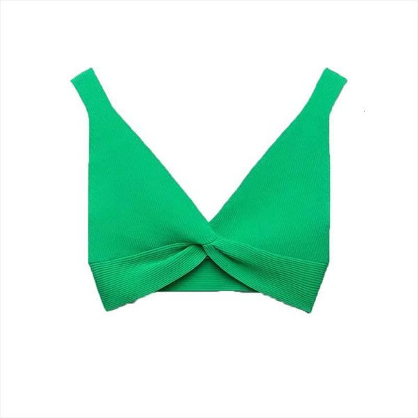 

za knit ribbed women tank green crop backless bow v neck camisole summer, White