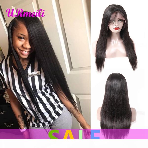 

360 full lace human hair wig indian straight virgin hair wigs for black women perruques de cheveux humains straight remy unprocessed hair, Black;brown