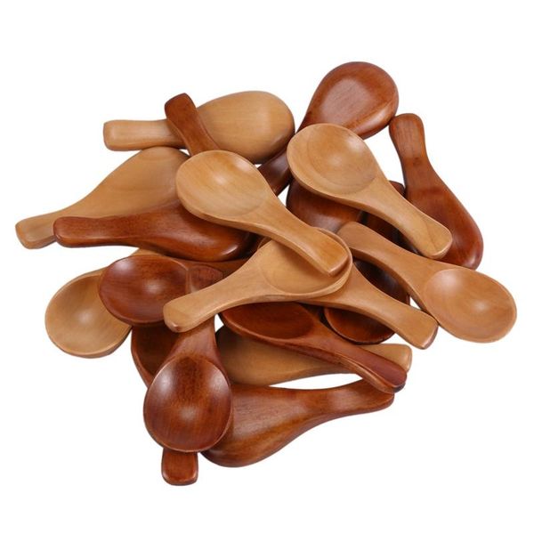 

forks ad55 20 pieces small wooden spoons mini condiments sugar seasoning salt honey teaspoon coffee tea jam mustard ice cream wood spo