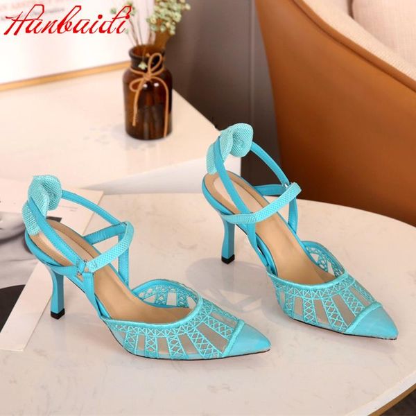 

sandals women summer cuts out high heels pumps pointed toe buckle strap shoes party dress, Black