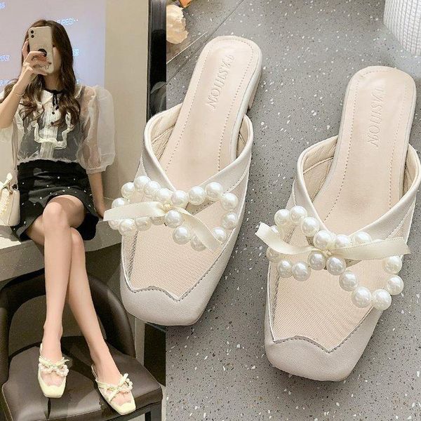 

sandals bow shoes low woman leather low-heeled pu hoof heels basic fabric butterfly-knot rubber sh, Black