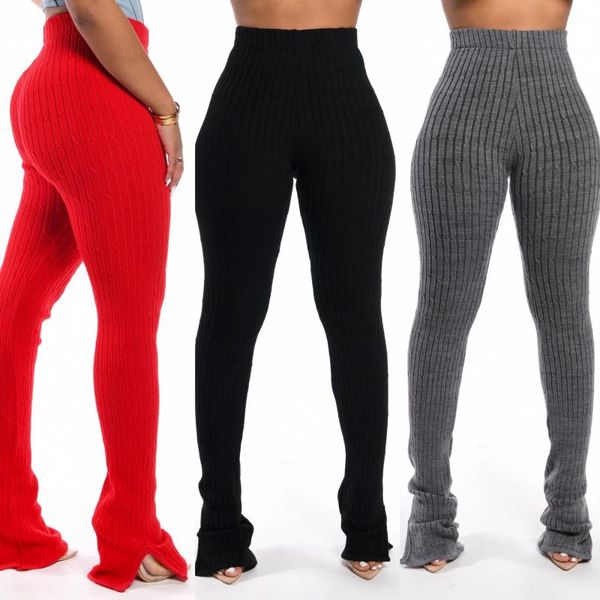 

women's pants & capris knitted pleated tight-fitting stretch pants, training multicolor split folds, laminated sports leggings, Black;white
