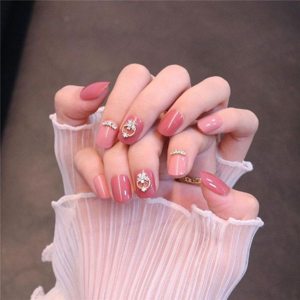 

false nails 24pcs french bow with jelly gum butterfly artificial fake full cover fashion manicure patch art tips, Red;gold