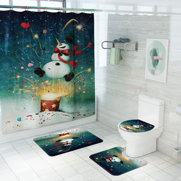 

bath mats snowman printed bathroom mat and polyester waterproof shower curtain set with hook toilet floor