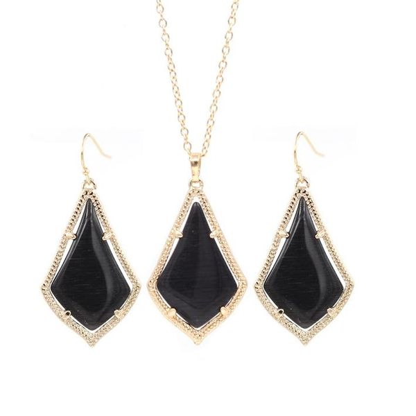 

pendant necklaces 2021 selling summer water drop cats eye inlay necklace match set women fashion jewelry, Silver