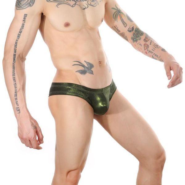 

underpants men's metal style imitation leather low-rise big cock pouch bag erotic briefs, Black;white