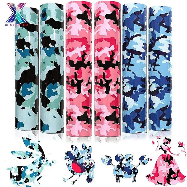 

window stickers xfx htv camo camouflage heat transfer sheets 6 12x10 in pattern blue bundle iron on for diy t-shirt