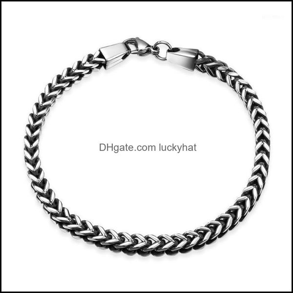 

charm bracelets jewelrypunk style 316l stainless steel figaro for women men double layer link chain wrist bracelet party gift1 drop delivery, Golden;silver