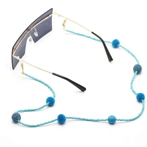 

fashion autumn and winter accessories cute ball beads blue glasses chain hanging neck mask rope lanyard