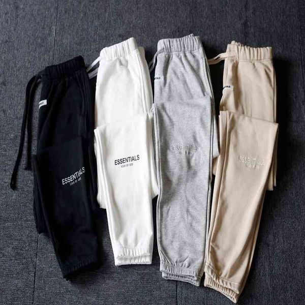 

fashion brand fog couple leisure sports cotton ess double thread printed letter legged bodyguard pants men's, Black