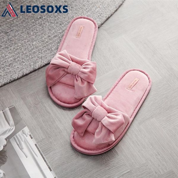 

leosoxs sandals indoor soft bottom cotton slippers home shoes interior non-slip shoes women winter home slippers cartoon x193, Black