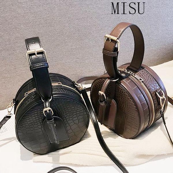 

shoulder bags round handbag fashion messenger for women 2021 crossbody bag classic alligator pattern handle purse bolsa