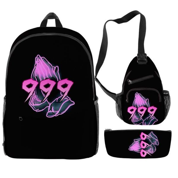 

backpack 3pcs/set juice wrld singer women men waterproof teenager boys girls cartoon schoolbag children oxford laptop