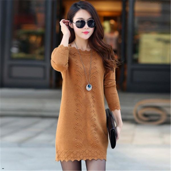 

women's sweaters product solid full sweater dress winter warm long knitwear plus size 3xl sleeve knit bottoming shirt, White;black